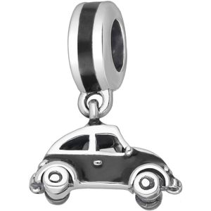 EAR IT UP - Bedel - Auto - Volkswagen Kever - Emaille - Beetle - 925 sterling zilver - Charm - Bead - Zwart - 20 x 14 mm - 1 stuk