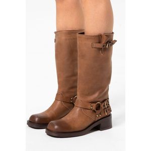 Sacha Leren Bikerboots Cognac