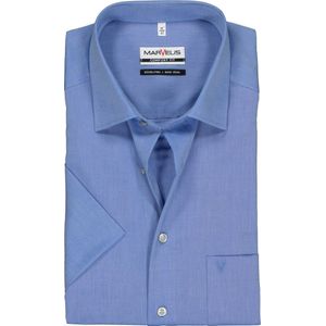 MARVELIS comfort fit overhemd - korte mouw - blauw - Strijkvrij - Boordmaat: 41