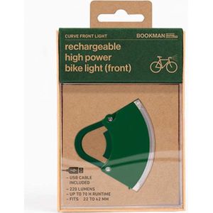 Bookman Curve Fietsverlichting - LED Voorlicht - Oplaadbaar via USB - Compact Design - Groen