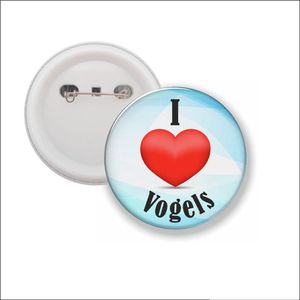 Button Met Speld 58 MM - I Love Vogels