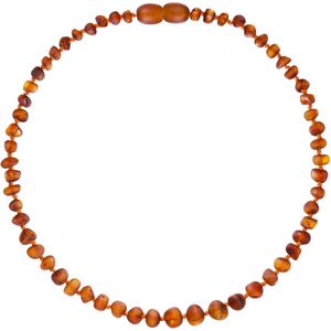 Wild Sun Barnsteen Ketting Volwassene - Amber Ketting - Baltische Barnsteen – 45 cm – Cognac