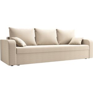 Vente-unique Driezitsslaapbank van beige stof ONABIA L 229 cm x H 80 cm x D 80 cm