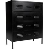 MaximaVida metalen locker ladekast Finn 80 x 40 x 102 cm zwart - 4 lades