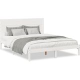 vidaXL - Bedframe - extra - lang - zonder - matras - massief - hout - wit - 140x220 - cm