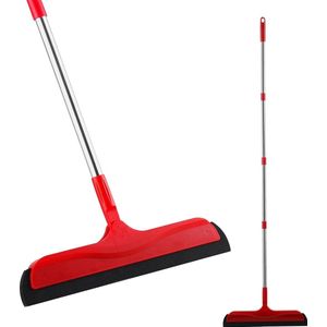 Vloertrekker met steel - Mitclear Waterschuiver - Telescopische Steel 124cm - Rubberen Lip - Douche - Badkamer - Keuken - Haar Vloertrekker met steel