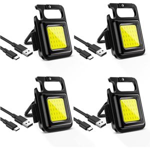Mini COB Zaklamp Oplaadbaar 4 Lichtmodi - Sleutelhanger Houder Flesopener