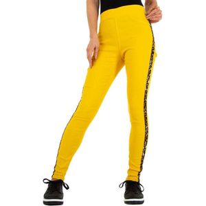 Fashion stevige legging panterprint geel S/M 36/38