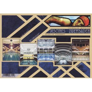 Bpost - 5 postzegels tarief 2 - Verzending België - Uitzonderlijke architectuur zwembaden