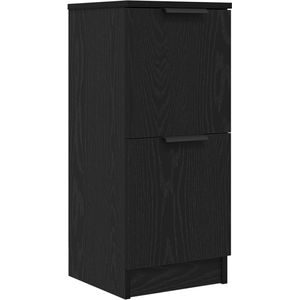 vidaXL - Zwarte - Eiken - Dressoir - - - 30x30x70 - cm, - Gemaakt - van - Engineered - Hout
