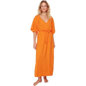 Trendyol Oranje Maxi Geweven Strandjurk Tbess24El00084