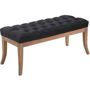 JGS® - Luxe Zitbank Ramses Hoogwaardige Stoffen Bekleding Antiek-lichte Houten Poten Zithoogte van 46 cm Kleur: Zwart Maat: 100 cm -
