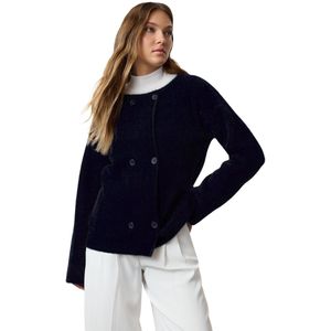 Trendyol Marineblauwe Gebreide Cardigan In De Vorm Van Een Bontjas Twoaw25Hi00188