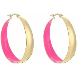Bijoutheek Oorringen Gekleurde Binnenkant Fuchsia Goud