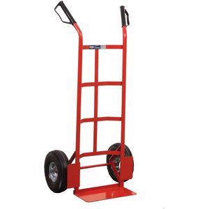 FERM - TTM1028 - Steekwagen - Maximaal draagvermogen - 225kg – Steekplaat - 350x180mm - kogel - Gelagerd - Met - Luchtbanden - Voor - Optimale - Wendbaarheid - 119,5cm hoog - Handvatten met beugel - Rood - Chariot - Trolley -Hand truck - Sackkarre