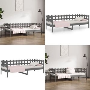 vidaXL Slaapbank 90x190 cm massief grenenhout grijs - Slaapbank - Slaapbanken - Bedbank - Bed