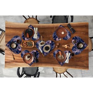 Onderleggers - Placemats - Placemats hartje - Roze - Marmer print - Blauw - Patroon - 8 stuks