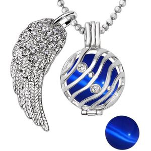 Quiges Engelenroeper 18mm Bolhouder met Ketting 90cm en Bolletje - Dames - Zilverkleurig Golven - EBS18050