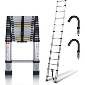 Telescoopladder - Vouwladder - Telescoopladder Aluminium - Uitschuifladder - Zilver