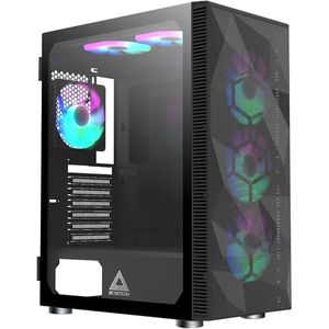 Mesh Midi-Tower met DRGB Verlichting en Gehard Glas - Zwart