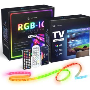 Lideka® LED strips - RGBIC 10 meter + TV USB 2 meter - Met muziek optie - Spraakbesturing
