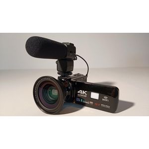 Camcorder 4K | Ultra HD | 48 MP | IR Night Vision | WiFi | Webcam Functie | Externe STEREO Microfoon | Japanse Optiek | Afstanbediening | +16GB Geheugenkaart | + Extra Batterij