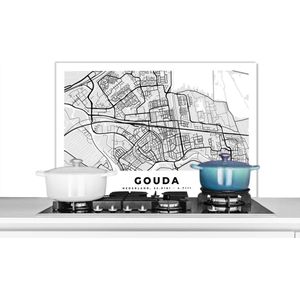 Spatscherm keuken 90x60 cm - Kookplaat achterwand Kaart - Gouda - Nederland - Muurbeschermer - Spatwand fornuis - Hoogwaardig aluminium