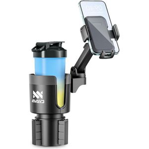 Cup Holder Phone Holder for Car - 360° Rotation Long Arm Mobile Phone Holder - Compatible with All Smartphones