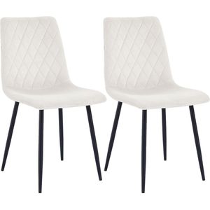 Lina® Elisia Eetkamerstoelen - Creme - Set van 2 - Velvet