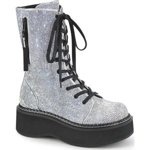 DemoniaCult - EMILY-362 Plateau Laarzen - US 11 - 41 Shoes - Zilverkleurig/Zwart