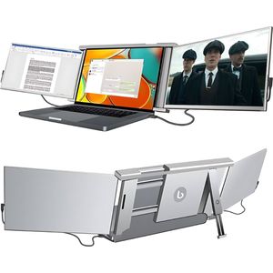 Blerron Tri-Screen ONE - 14"" - Portable Monitor - Laptopscherm: 13.5"" - 16"" - Portable Monitoren - Beeldscherm - Inclusief Beschermhoes - 1920x1080P - 60 Hz - HDMI & USB-C - Grijs