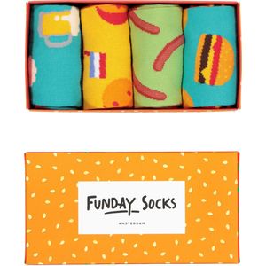 Funday Socks Giftset unisex sokken (4-pack) - Beer and party food - Maat: 41-46