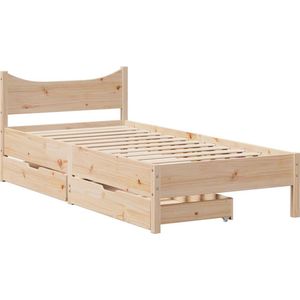 vidaXL - Bedframe - met - lades - 100x200 - cm - massief - grenenhout