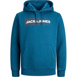 JACK & JONES Corp logo sweat hood play regular fit - heren hoodie katoenmengsel met capuchon - middenblauw - Maat: S