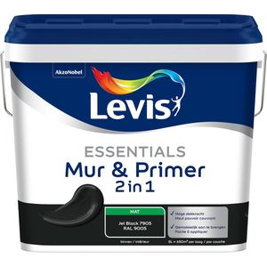 Levis Essentials Mur & Primer - Jet Black (RAL 9005) - 7905 - 5 L