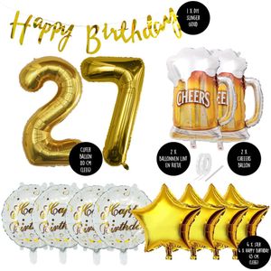 27 Jaar Verjaardag Cijfer ballon Mannen Bier - Feestpakket Snoes Ballonnen Cheers & Beers - Herman