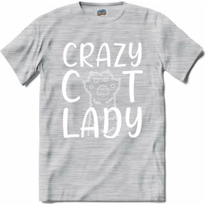 Crazy Cat Lady | Katten - Kat - Cats - T-Shirt - Unisex - Donker Grijs - Gemêleerd - Maat L