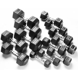 PT Essentials PRO Hexa Dumbbell Voordeelset 1 t/m 10 kg - complete dumbbellset - hex dumbbells - hex style dumbbells - dumbbellset - halters 1 tot en met 10 kg