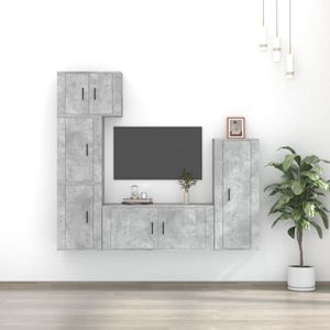 The Living Store Tv-meubelset - betongrijs - bewerkt hout - diverse maten