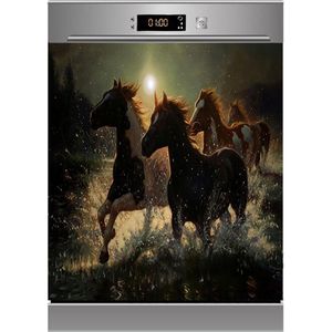 Vaatwasser sticker - paarden - zelfklevend - 60 x 66 cm