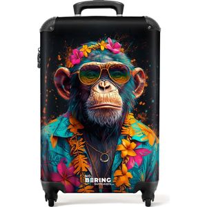 NoBoringSuitcases.com® - Handbagage Koffer - Lichtgewicht - Chimpansee met Hawaii Blouse