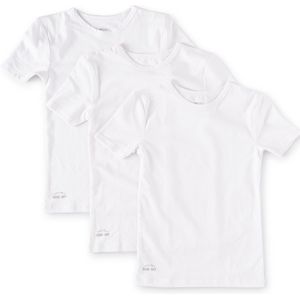 Little Label Ondergoed Jongens - T shirt Jongens Maat 98-104 - Wit - Zachte BIO Katoen - 3 Stuks - basic T ondershirt jongens ronde hals - Voordeelset