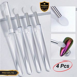 GUAPÀ® Holografische Spiegel Poeder Penseel Nagels | Chrome Mails | Holografische Nagels | Nail Art | Gellar | BIAB | Nagel Penseel | 4 Pcs Siliconen Spiegel Chrome Kwastjes