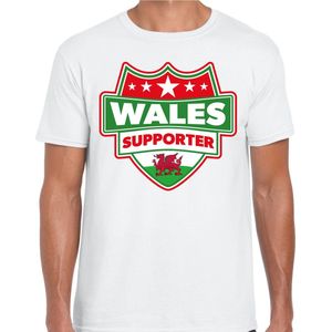 Wales supporter schild t-shirt wit voor heren - Wales landen t-shirt / kleding - EK / WK / Olympische spelen outfit XL