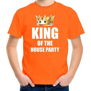 Koningsdag t-shirt King of the house party oranje voor kinderen / jongens - Woningsdag - thuisblijvers / Kingsday thuis vieren 110/116