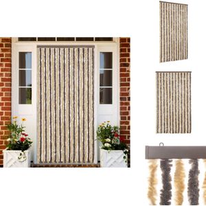 vidaXL Vliegengordijn - Vliegengordijnen - Vliegengordijn Deur - Deurgordijn - Vliegengordijn 100x220 cm chenille donkerbruin en beige