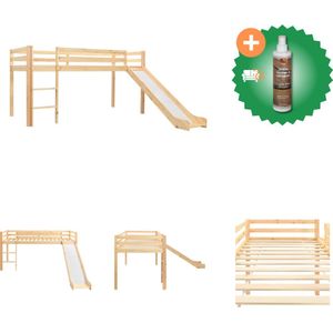 vidaXL Kinderhoogslaper met glijbaan en ladder 97x208 cm grenenhout - Bed - Inclusief Houtreiniger en verfrisser