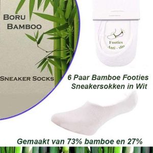 6 Paar Origineel Bamboe Footies -Sneakersokken in Wit-Maat 35-38