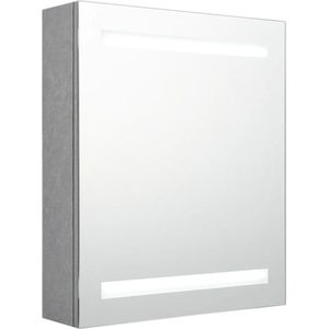vidaXL - Badkamerkast - met - spiegel - en - LED - 50x14x60 - cm - betongrijs