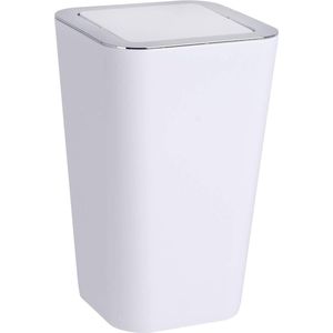 cosmetic bin Candy 6 liters, bathroom trash can with swing lid, plastic trash can, 18 x 28.5 x 18 cm, white